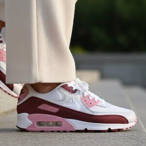 Nike Air Max 90 SE Casual Women's Sneakers Shoes White Burgundy Pink size 7.5